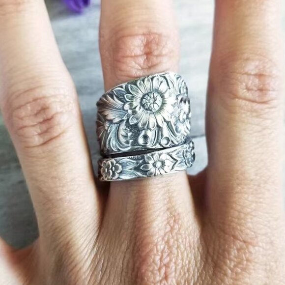 Boho Daisy or Sunflower Adjustable Spoon Ring #1142 - Picture 3 of 11